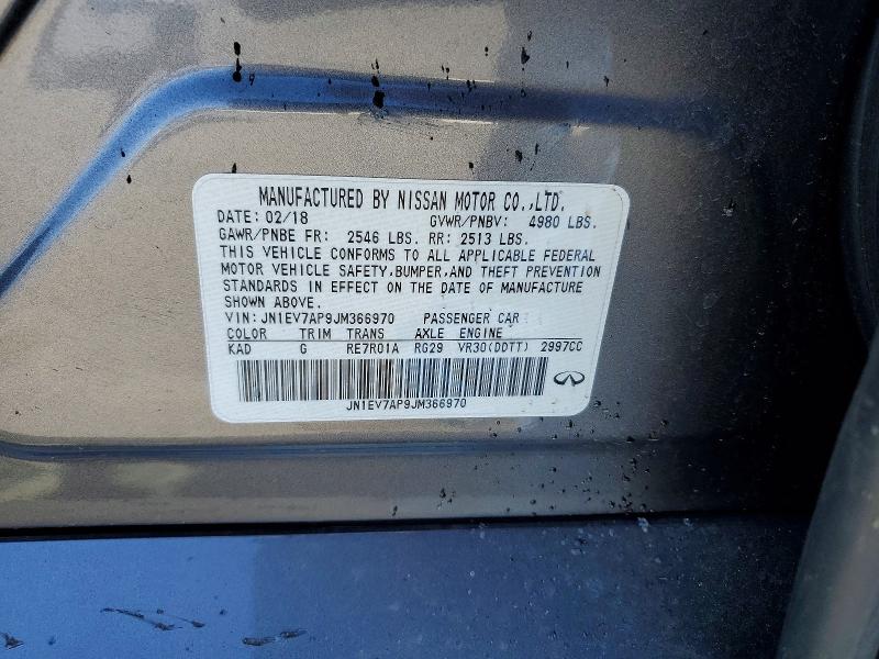 62425476 :رقم المزاد ، JN1EV7AP9JM366970 vin ، 2018 Infiniti Q50 مزاد بيع