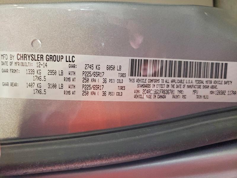 60091896 :رقم المزاد ، 2C4RC1BG1FR636701 vin ، 2015 Chrysler Town & Country مزاد بيع