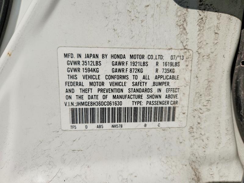 Продаж на аукціоні авто 2013 Honda Fit, vin: JHMGE8H36DC061630, номер лоту: 61914506