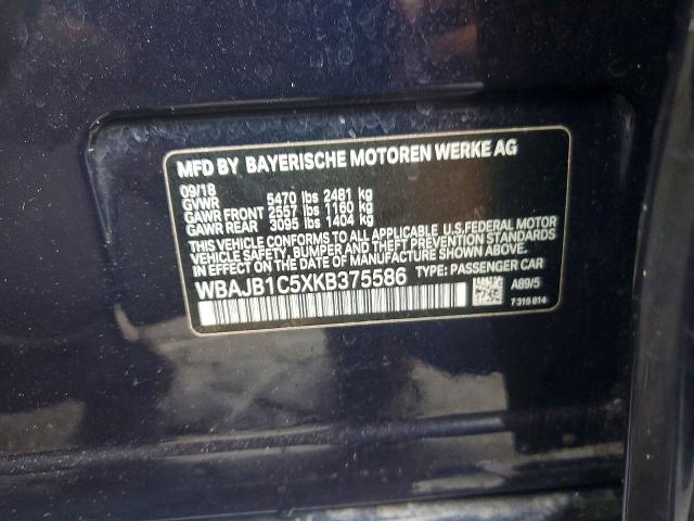 61605536 :رقم المزاد ، WBAJB1C5XKB375586 vin ، 2019 Bmw 530xe مزاد بيع
