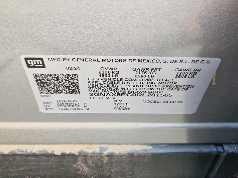 Продаж на аукціоні авто 2024 Chevrolet Equinox, vin: 3GNAX5EG0RL281565, номер лоту: 62636136