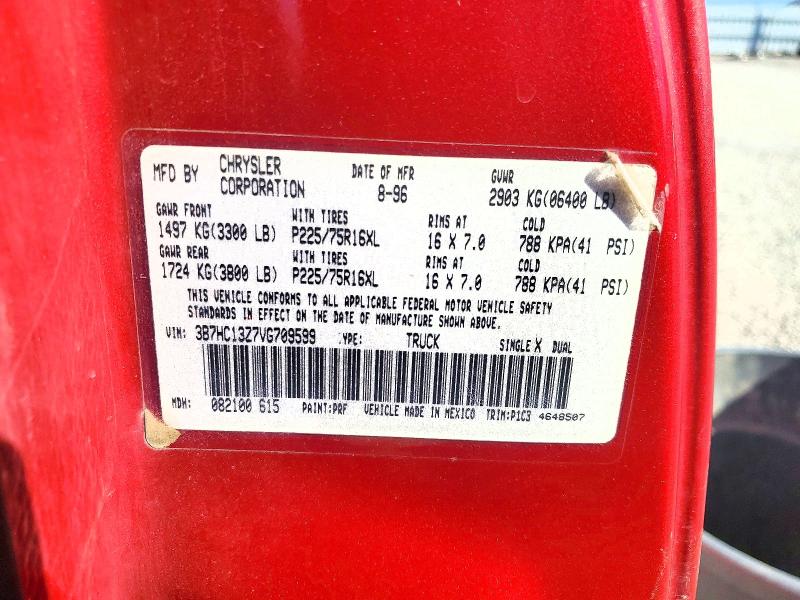 Продаж на аукціоні авто 1997 Dodge Ram 1500, vin: 3B7HC13Z7VG709599, номер лоту: 60521266