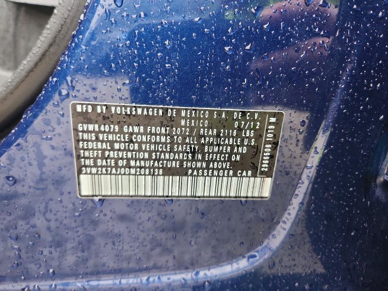 Aukcja sprzedaży 2013 Volkswagen Jetta, vin: 3VW2K7AJ0DM208138, numer aukcji: 85631815