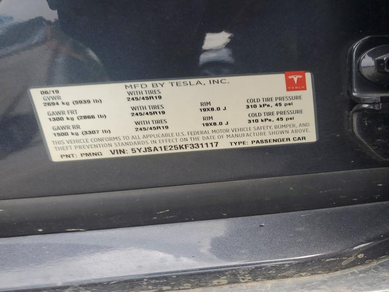 Aukcja sprzedaży 2019 Tesla Model S, vin: 5YJSA1E25KF331117, numer aukcji: 60367406