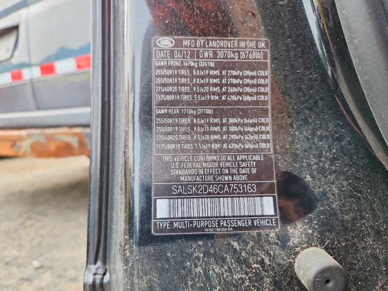 61741126 :رقم المزاد ، SALSK2D46CA753163 vin ، 2012 Land Rover Range Rover Sport مزاد بيع