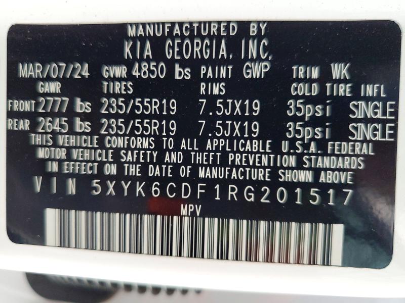 62327006 :رقم المزاد ، 5XYK6CDF1RG201517 vin ، 2024 Kia Sportage مزاد بيع