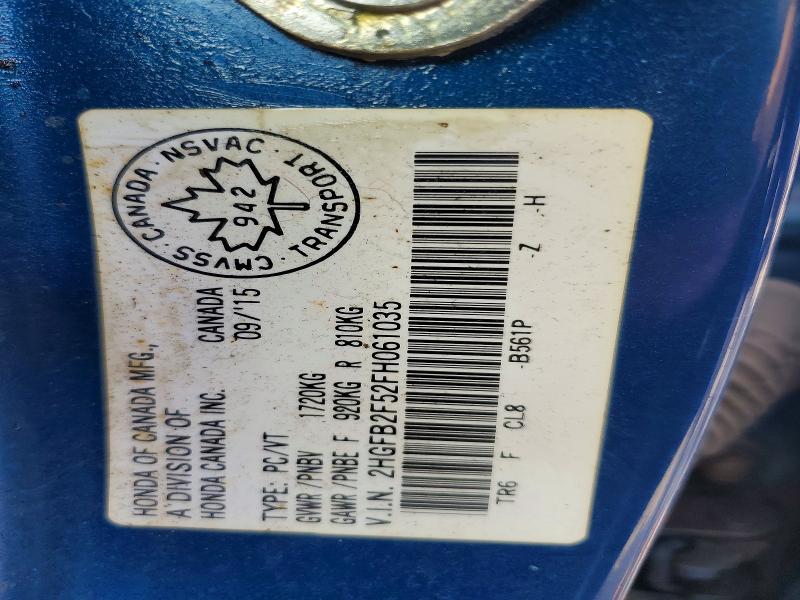 Aukcja sprzedaży 2015 Honda Civic, vin: 2HGFB2F52FH061035, numer aukcji: 60452446