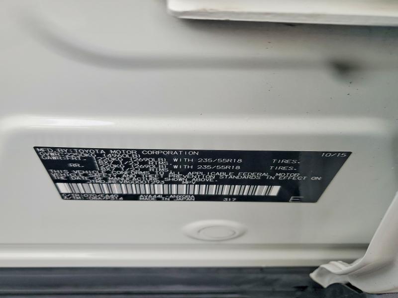 Aukcja sprzedaży 2016 Toyota Rav4 Hv, vin: JTMDJREV8GD001293, numer aukcji: 62320456