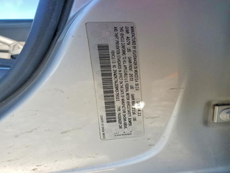 Aukcja sprzedaży 2011 Volkswagen Jetta, vin: 3VW2K7AJ2BM379101, numer aukcji: 62486166