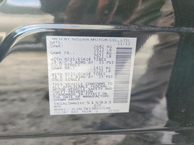 61051026 :رقم المزاد ، 5N1AL0MN1EC515933 vin ، 2014 Infiniti Qx60 مزاد بيع