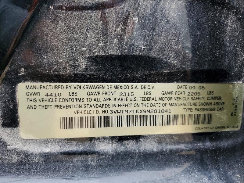 Aukcja sprzedaży 2009 Volkswagen Jetta, vin: 3VWTM71KX9M281841, numer aukcji: 60584496