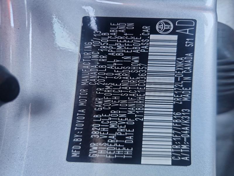 62939386 :رقم المزاد ، 2T1BURHE1EC036357 vin ، 2014 Toyota Corolla مزاد بيع