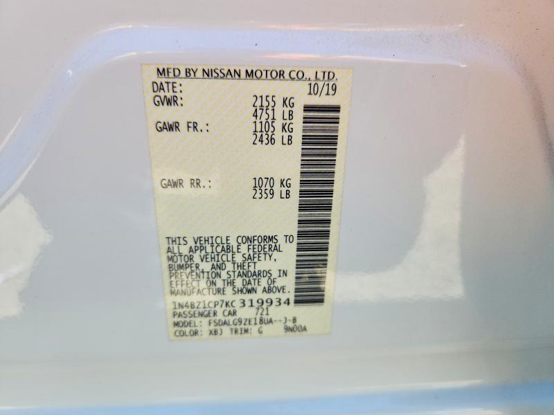 Продаж на аукціоні авто 2019 Nissan Leaf, vin: 1N4BZ1CP7KC319934, номер лоту: 61107426