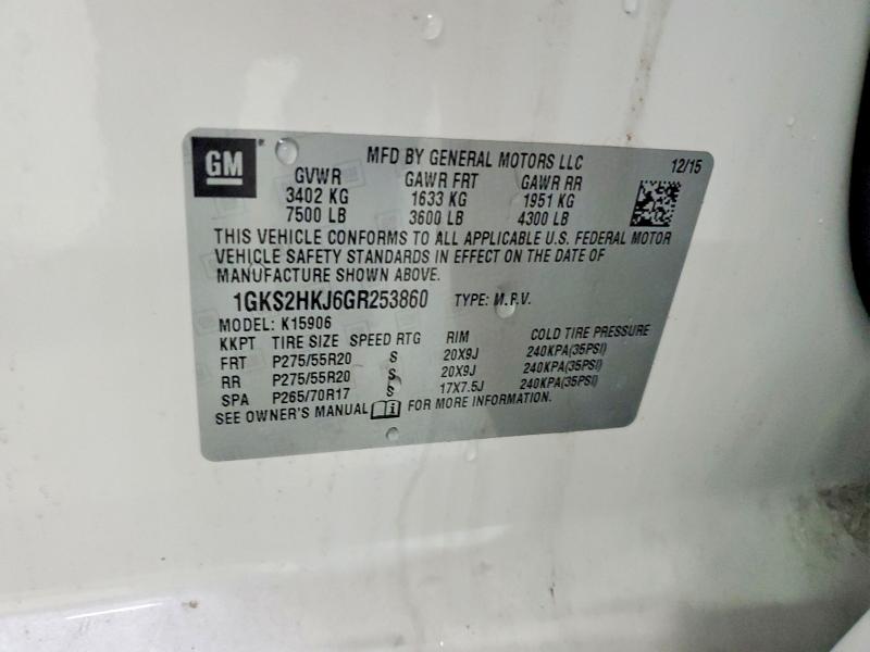 2016 Gmc Yukon Xl მანქანა იყიდება აუქციონზე, vin: 1GKS2HKJ6GR253860, აუქციონის ნომერი: 60023096