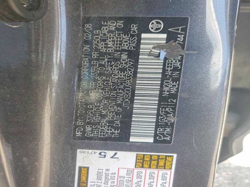 Aukcja sprzedaży 2008 Toyota Prius, vin: JTDKB20U983382797, numer aukcji: 60236776