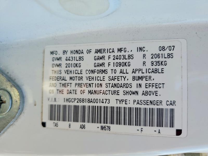 Продажа на аукционе авто 2008 Honda Accord, vin: 1HGCP26818A001473, номер лота: 62044996