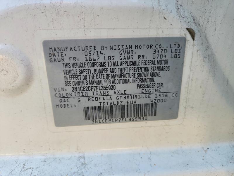2015 Nissan Versa Note მანქანა იყიდება აუქციონზე, vin: 3N1CE2CP7FL355930, აუქციონის ნომერი: 85769925