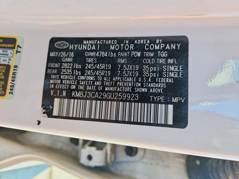 2016 Hyundai Tucson მანქანა იყიდება აუქციონზე, vin: KM8J3CA29GU259923, აუქციონის ნომერი: 61000876