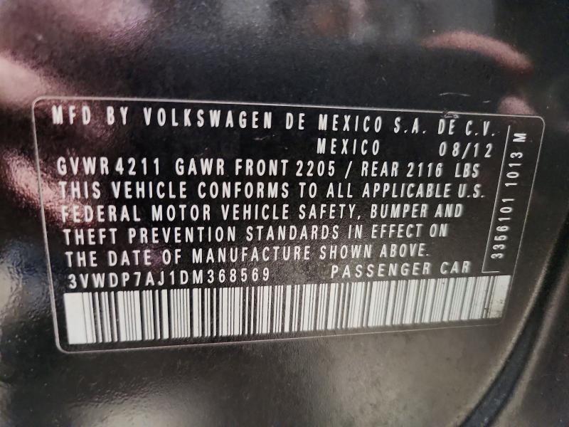 61885246 :رقم المزاد ، 3VWDP7AJ1DM368569 vin ، 2013 Volkswagen Jetta مزاد بيع