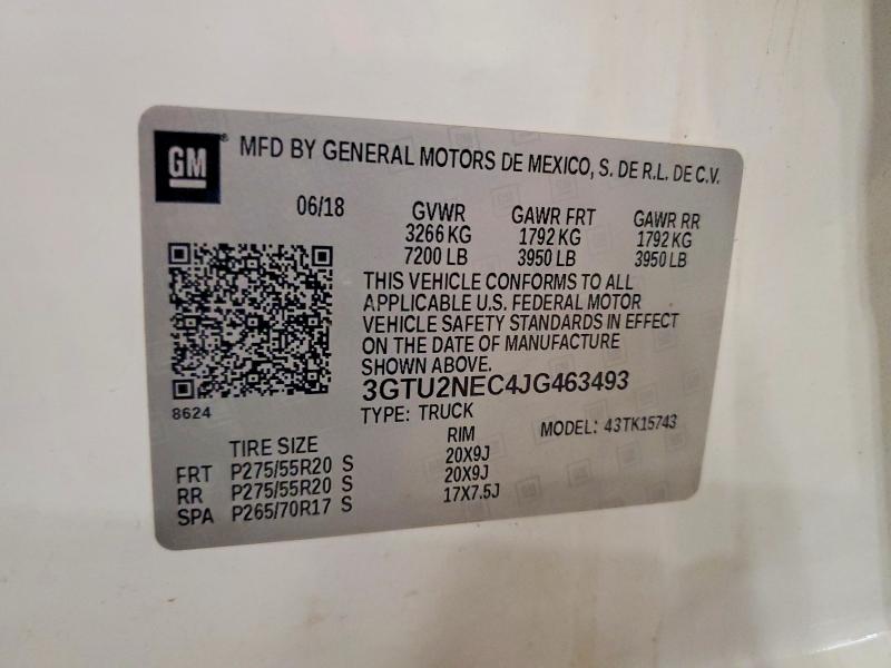 Продаж на аукціоні авто 2018 Gmc Sierra, vin: 3GTU2NEC4JG463493, номер лоту: 60085946