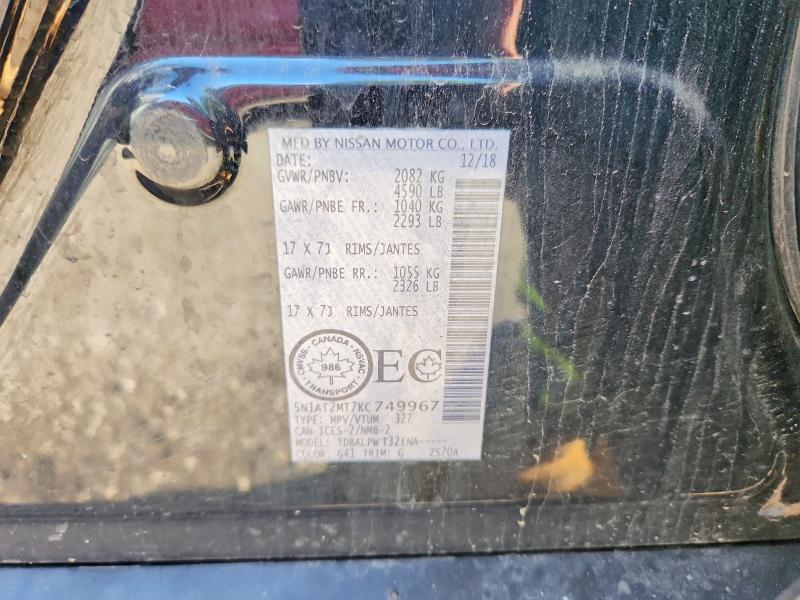 2019 Nissan Rogue მანქანა იყიდება აუქციონზე, vin: 5N1AT2MT7KC749967, აუქციონის ნომერი: 60503896