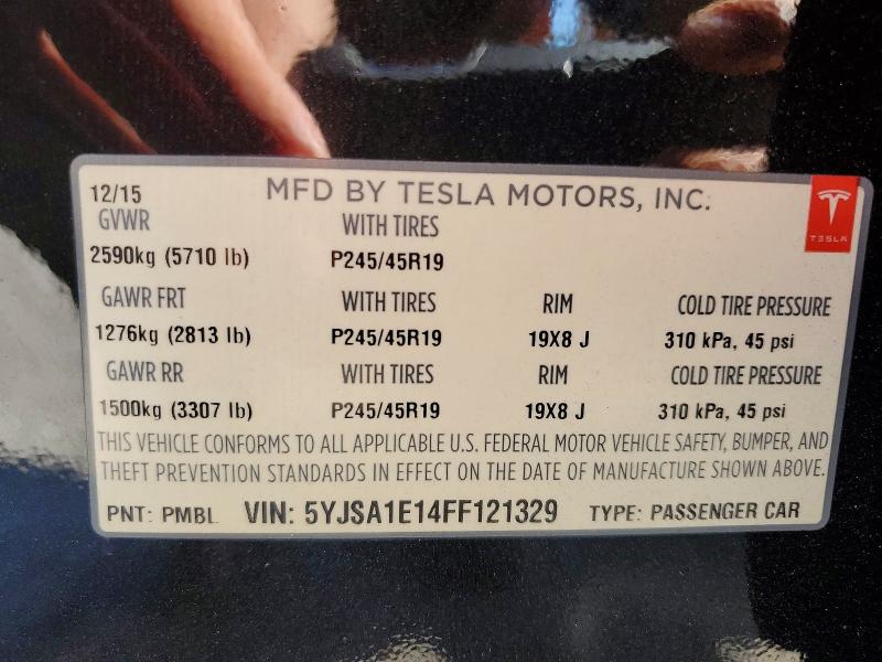 Aukcja sprzedaży 2015 Tesla Model S, vin: 5YJSA1E14FF121329, numer aukcji: 62869136
