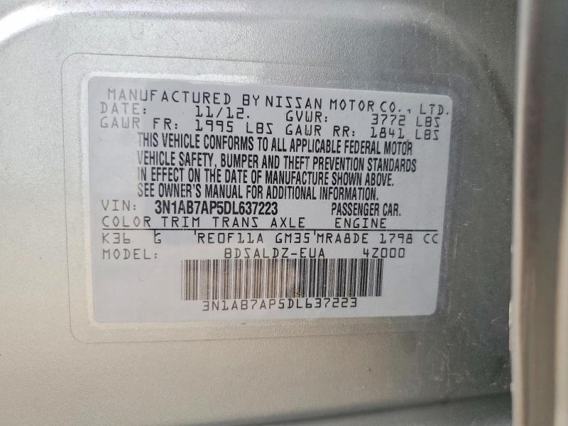 Продаж на аукціоні авто 2013 Nissan Sentra, vin: 3N1AB7AP5DL637223, номер лоту: 61688726
