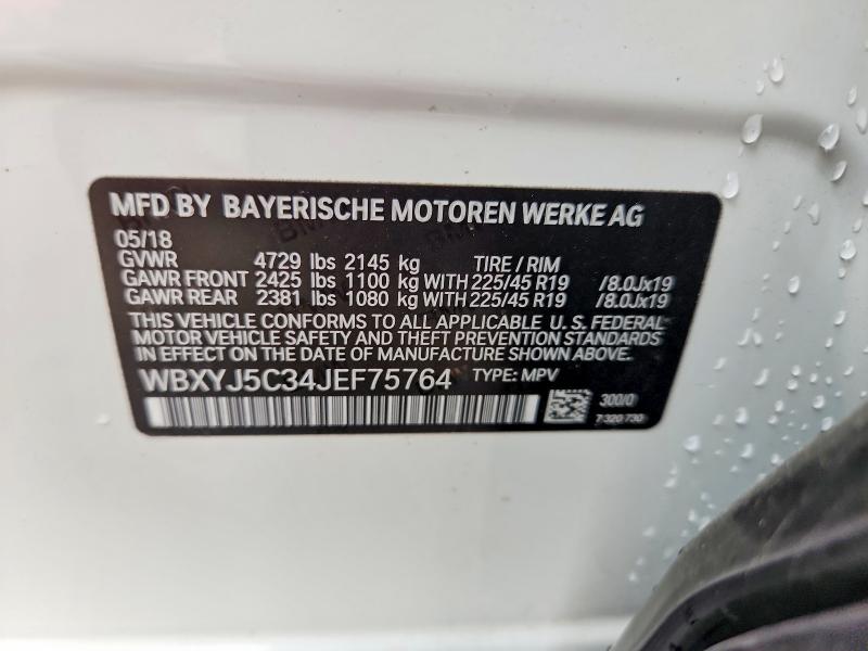 61673306 :رقم المزاد ، WBXYJ5C34JEF75764 vin ، 2018 Bmw X2 مزاد بيع