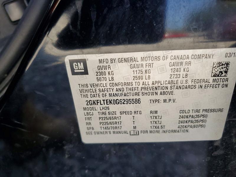 Aukcja sprzedaży 2016 Gmc Terrain, vin: 2GKFLTEK0G6295586, numer aukcji: 59591996