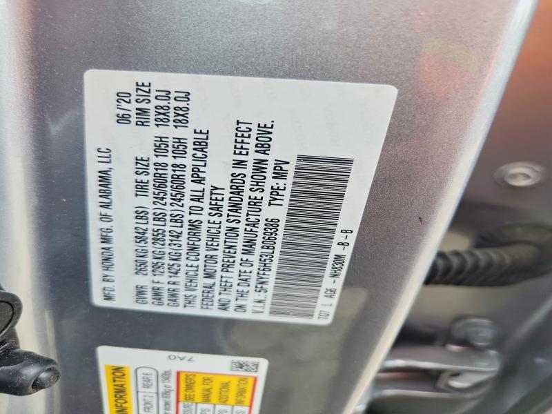 Aukcja sprzedaży 2020 Honda Pilot, vin: 5FNYF6H53LB069386, numer aukcji: 59221456