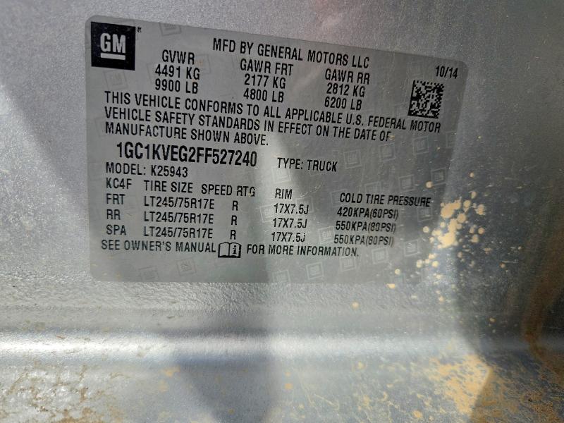 Aukcja sprzedaży 2015 Chevrolet Silverado, vin: 1GC1KVEG2FF527240, numer aukcji: 59368786