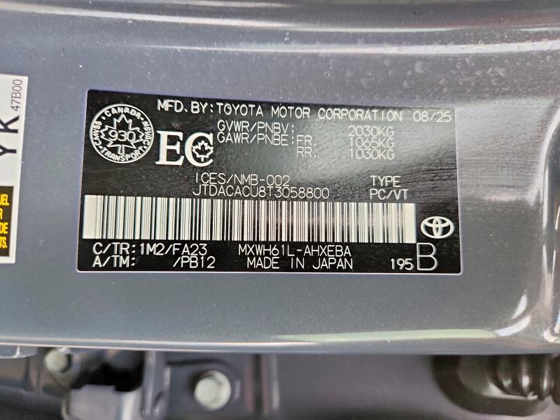 2026 Toyota Prius Plug-in Hybrid მანქანა იყიდება აუქციონზე, vin: JTDACACU8T3058800, აუქციონის ნომერი: 62942676