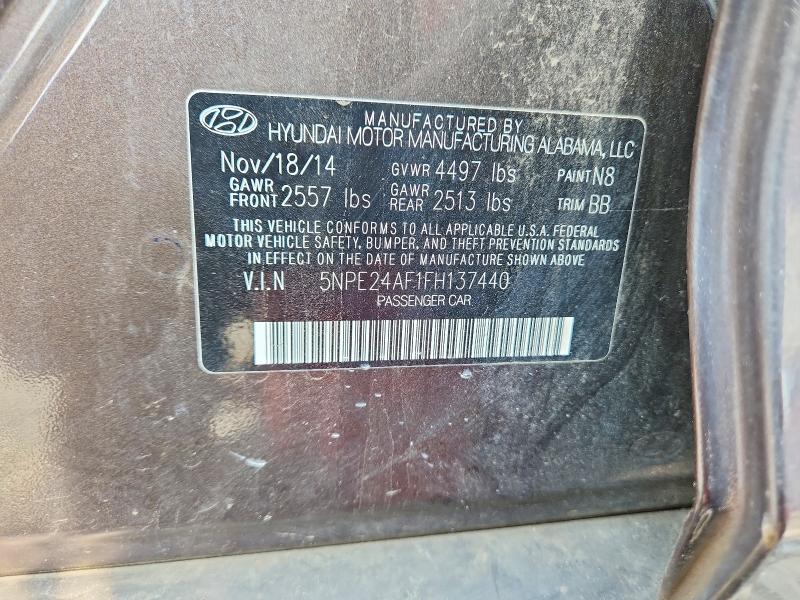 2015 Hyundai Sonata მანქანა იყიდება აუქციონზე, vin: 5NPE24AF1FH137440, აუქციონის ნომერი: 63040936