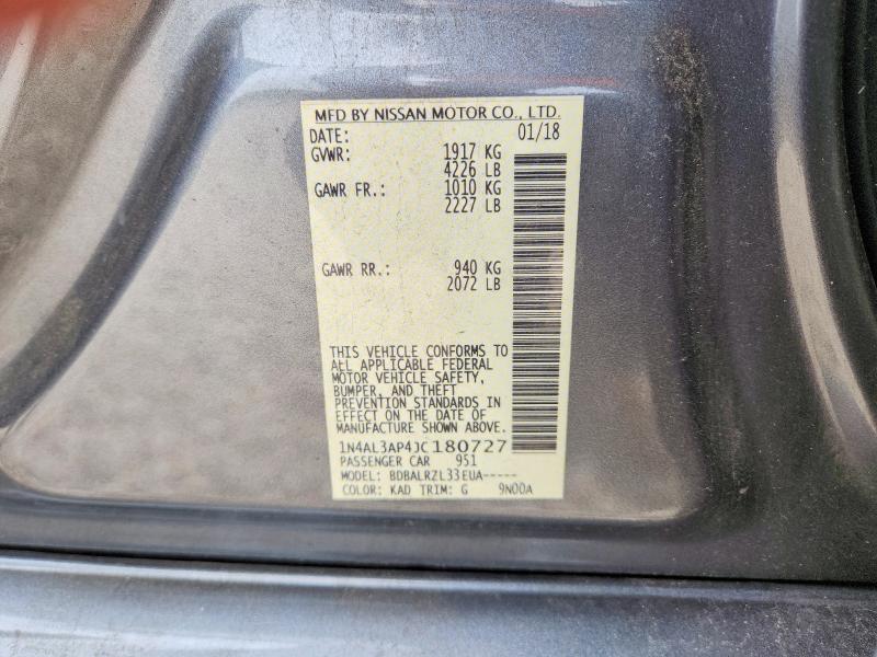 Продажа на аукционе авто 2018 Nissan Altima, vin: 1N4AL3AP4JC180727, номер лота: 61287576