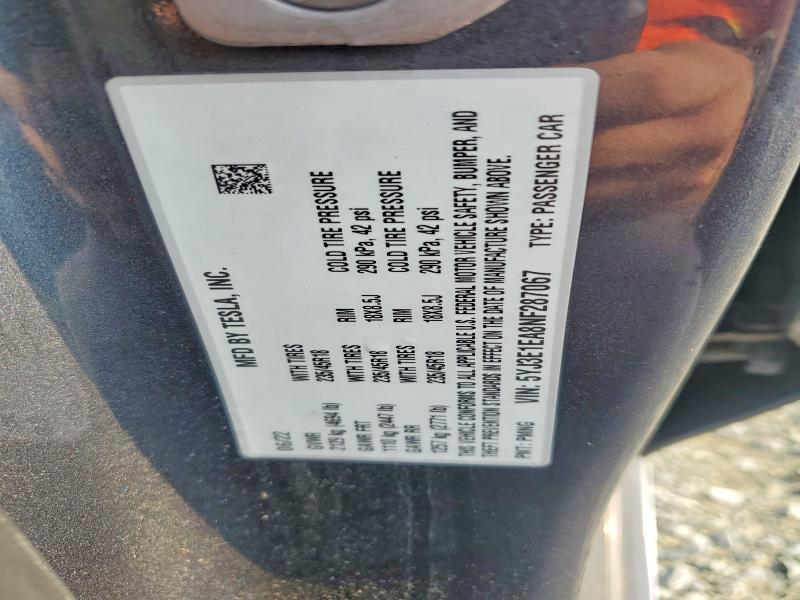 2022 Tesla Model 3 მანქანა იყიდება აუქციონზე, vin: 5YJ3E1EA8NF287067, აუქციონის ნომერი: 59551566