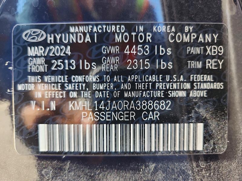 Продаж на аукціоні авто 2024 Hyundai Sonata, vin: KMHL14JA0RA388682, номер лоту: 62210756