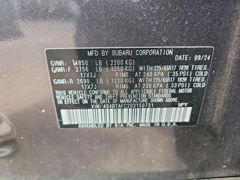 Aukcja sprzedaży 2025 Subaru Outback, vin: 4S4BTAFC2S3150731, numer aukcji: 61328696