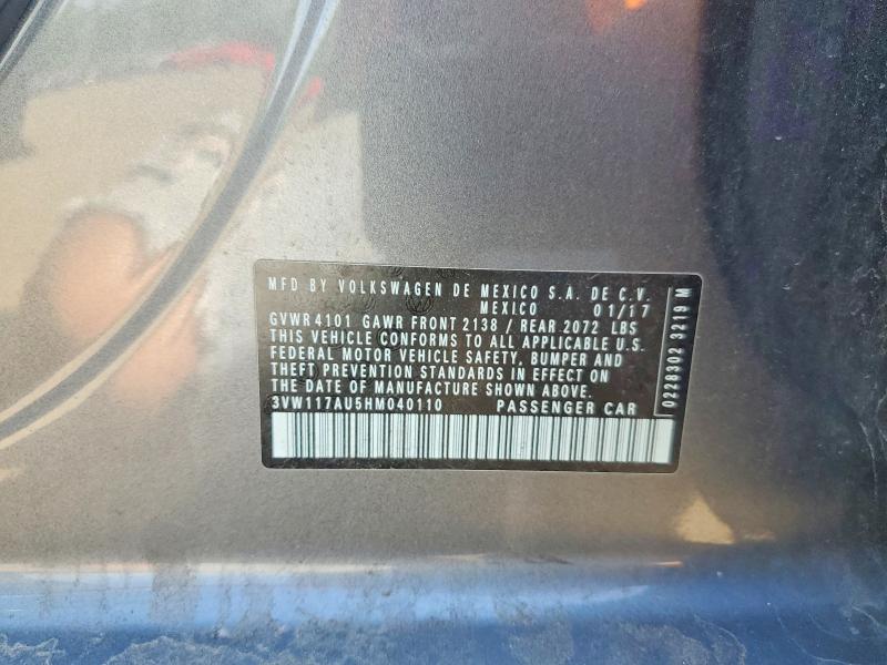 61558166 :رقم المزاد ، 3VW117AU5HM040110 vin ، 2017 Volkswagen Golf مزاد بيع