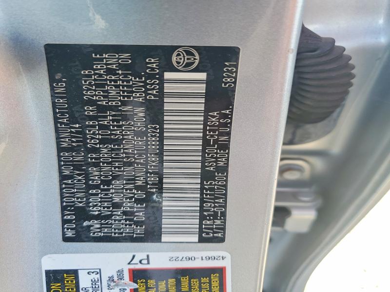 58498276 :رقم المزاد ، 4T1BF1FK8FU888323 vin ، 2015 Toyota Camry مزاد بيع