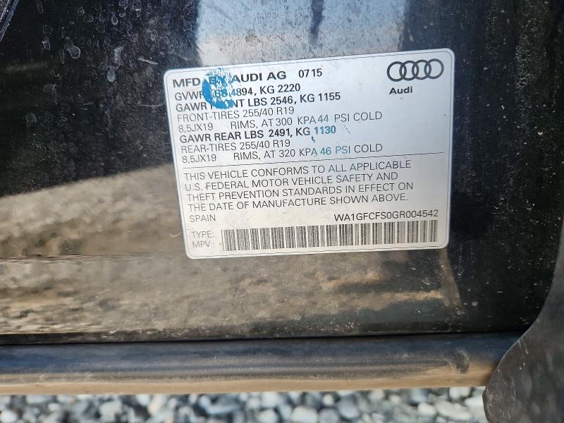 Продаж на аукціоні авто 2016 Audi Q3, vin: WA1GFCFS0GR004542, номер лоту: 63054616