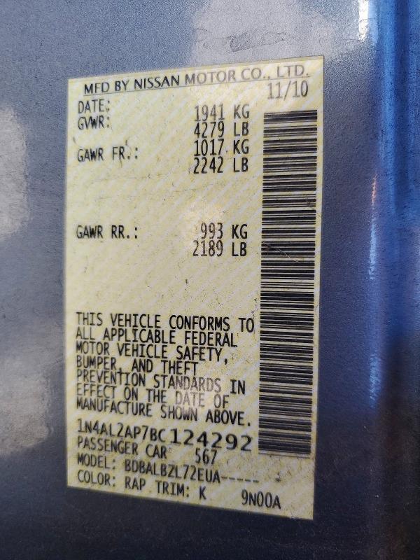 Aukcja sprzedaży 2011 Nissan Altima, vin: 1N4AL2AP7BC124292, numer aukcji: 59603626