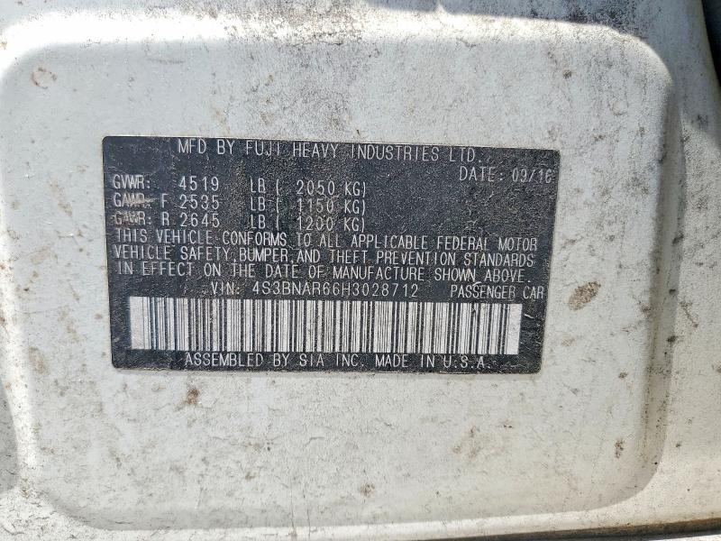 2017 Subaru Legacy მანქანა იყიდება აუქციონზე, vin: 4S3BNAR66H3028712, აუქციონის ნომერი: 59615276