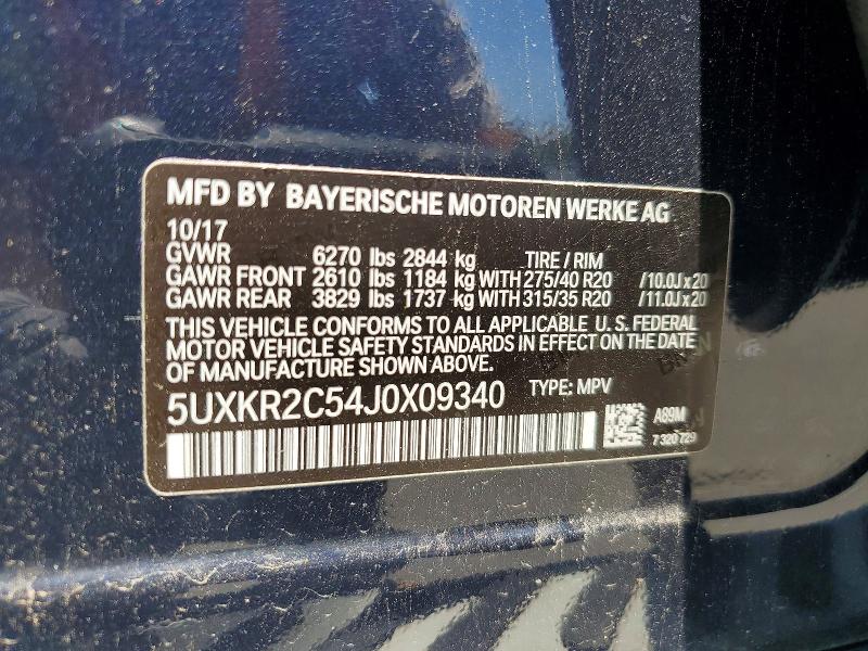 2018 Bmw X5 მანქანა იყიდება აუქციონზე, vin: 5UXKR2C54J0X09340, აუქციონის ნომერი: 61682766