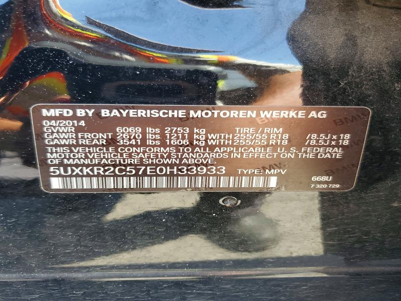 62718256 :رقم المزاد ، 5UXKR2C57E0H33933 vin ، 2014 Bmw X5 مزاد بيع