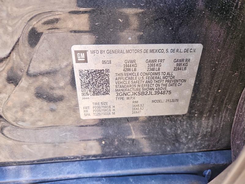 Aukcja sprzedaży 2018 Chevrolet Trax, vin: 3GNCJKSB2JL394875, numer aukcji: 63356896
