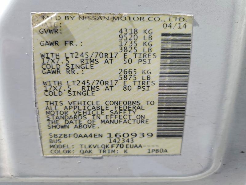 Продаж на аукціоні авто 2014 Nissan Nv, vin: 5BZBF0AA4EN160939, номер лоту: 61714426