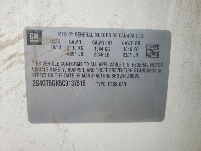 61420576 :رقم المزاد ، 2G4GT5GK5C9137516 vin ، 2012 Buick Regal مزاد بيع