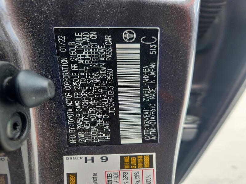 Продаж на аукціоні авто 2022 Toyota Prius, vin: JTDKAMFU2N3168560, номер лоту: 61435996