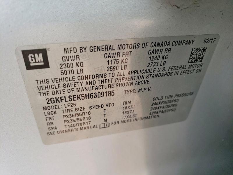 Aukcja sprzedaży 2017 Gmc Terrain, vin: 2GKFLSEK5H6309185, numer aukcji: 61131306