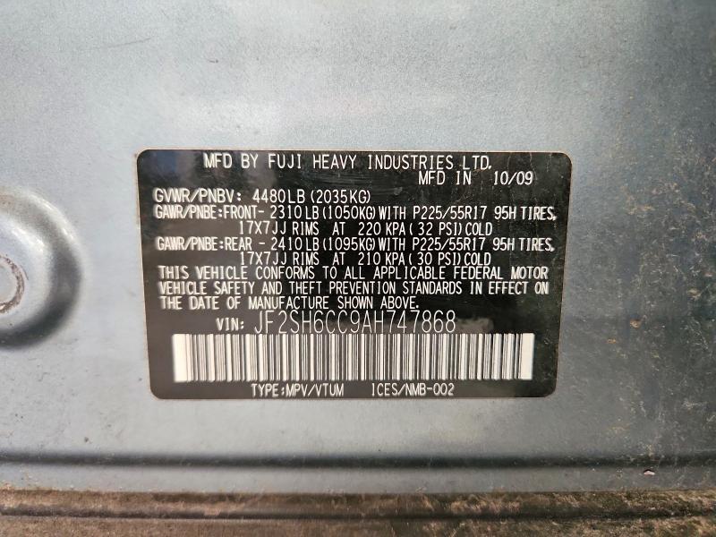 Продаж на аукціоні авто 2010 Subaru Forester, vin: JF2SH6CC9AH747868, номер лоту: 60693626